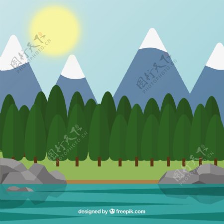 山地与森林在平面设计中的背景