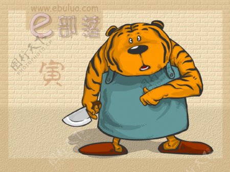 老虎动物插画十二生肖