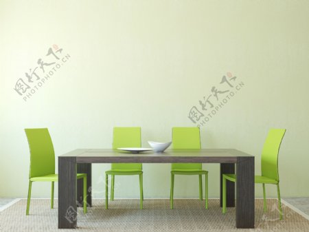 绿色餐桌效果图