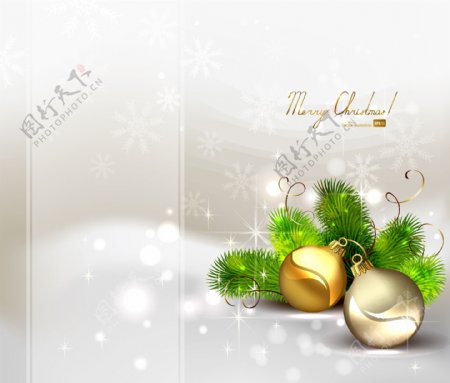 金色和银色装饰的圣诞背景