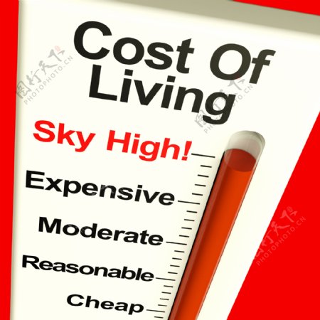 生活费用的增加成本高昂的监视器显示
