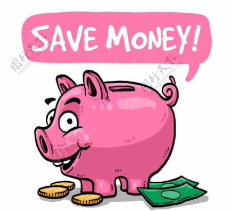 粉色卡通猪存钱罐