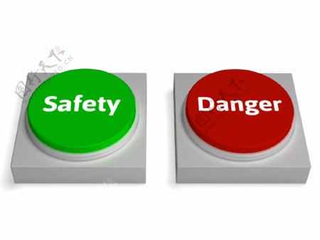 危险的安全按钮显示安全或有害