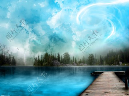 梦幻湖泊风景图片