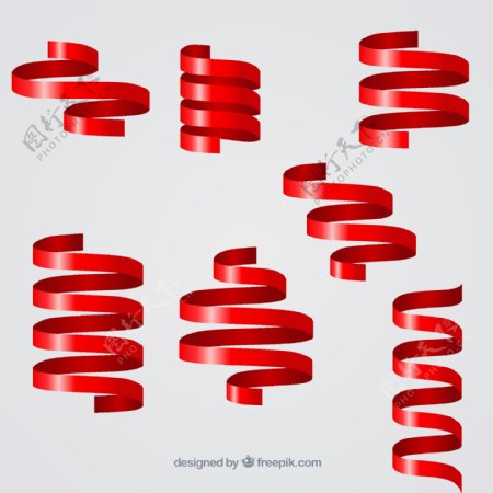 红色螺旋丝带矢量素材