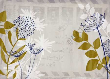 手绘植物花朵背景墙图片