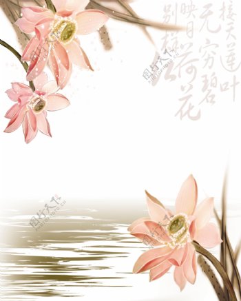花卉湖面背景墙