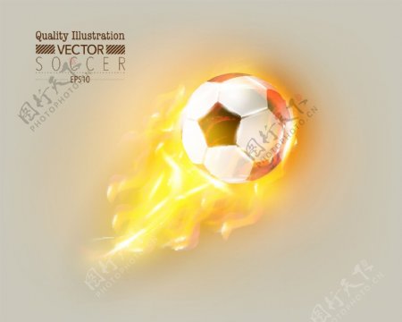 精致火焰足球矢量素材图片