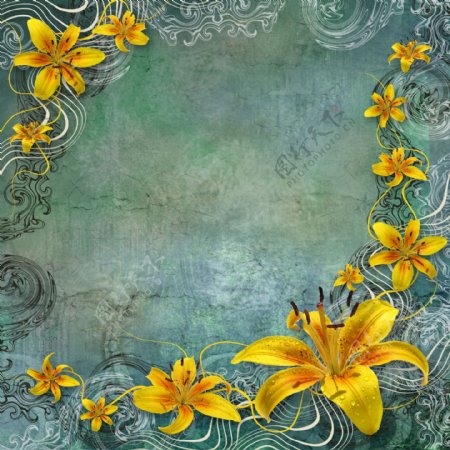 花朵装饰边框背景墙