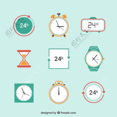 计时器与钟表图标矢量图