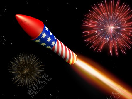 美国国旗火箭头图片