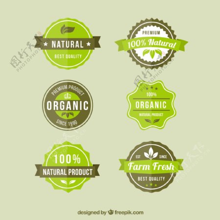 绿色有机食品标签矢量素材