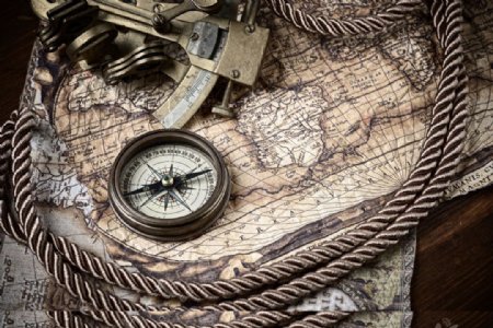 航海用品与怀旧地图图片