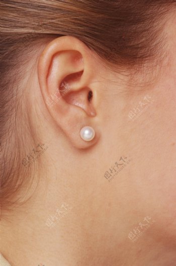 戴耳钉的女人耳朵图片