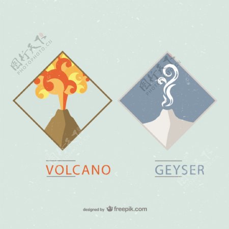 火山和间歇泉的徽章