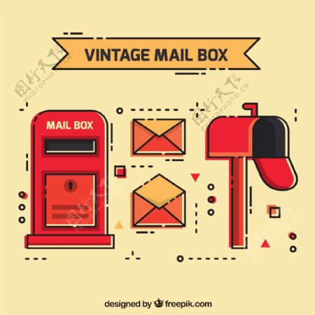老式风格的邮箱和信封