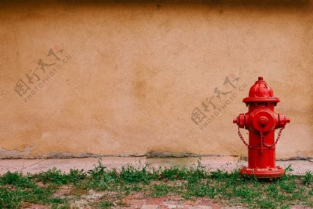 公园红色消防栓图片