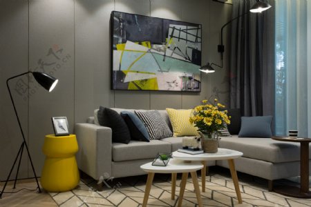现代简约客厅茶几沙发设计图