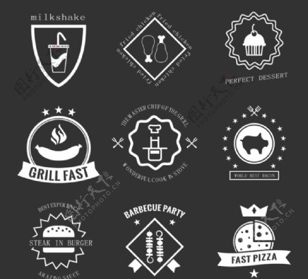 设计素材9款食物标签标志设计
