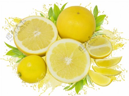 柠檬与喷溅水珠图片