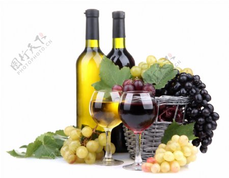 高档红酒与葡萄图片