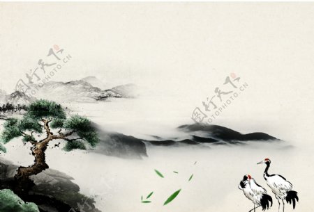 中国风白鹤
