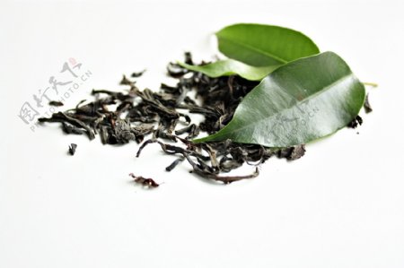 清新绿茶茶叶图片