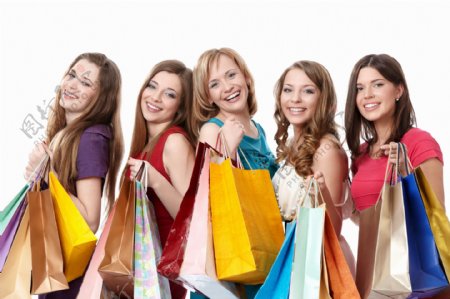 一群购物的女人图片
