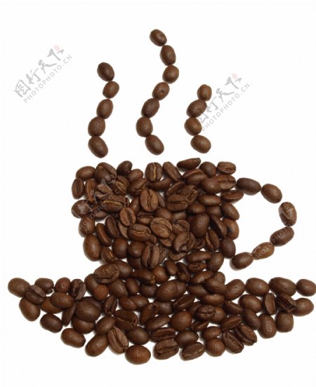 咖啡豆组成的咖啡杯