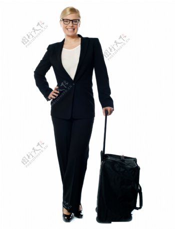 提着行李箱的职业女人图片