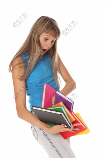女孩与书本图片