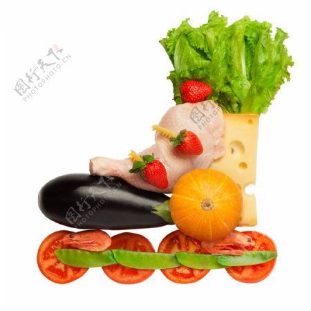 蔬菜水果溜冰鞋