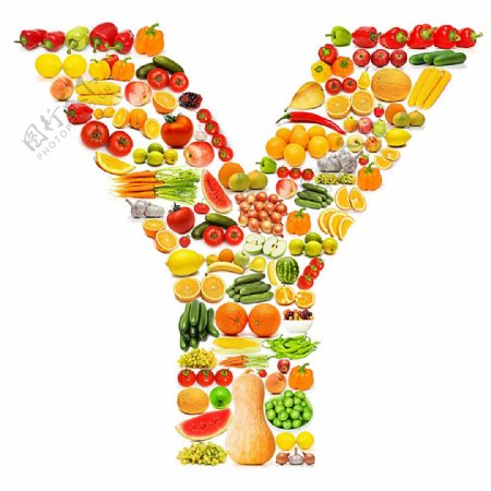 蔬菜水果组成的字母Y图片