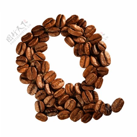 咖啡豆组成的字母Q