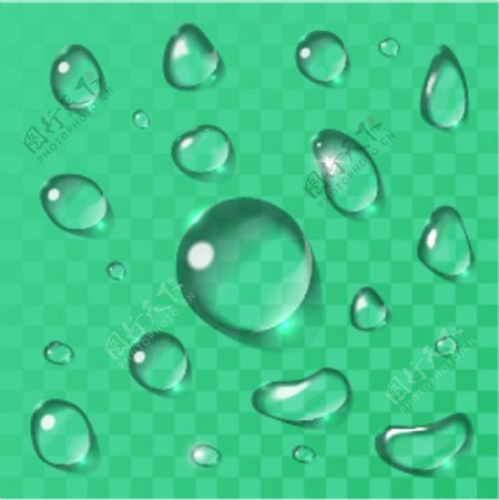 绿色格子与水滴图片