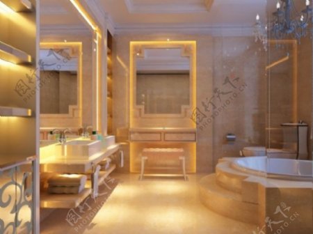 现代豪华浴室3D模型