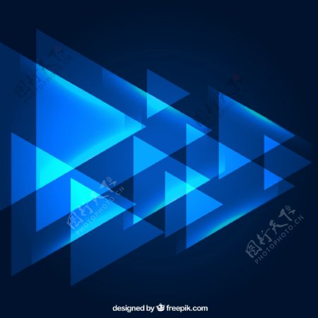 蓝色三角形背景矢量素材图片