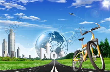 马路自行车景观设计图片