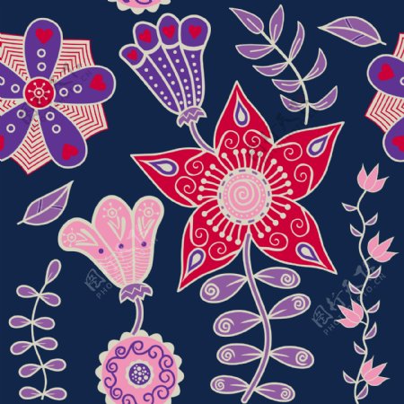 花无休止的花卉图案的无缝模式的无缝纹理可用于墙纸