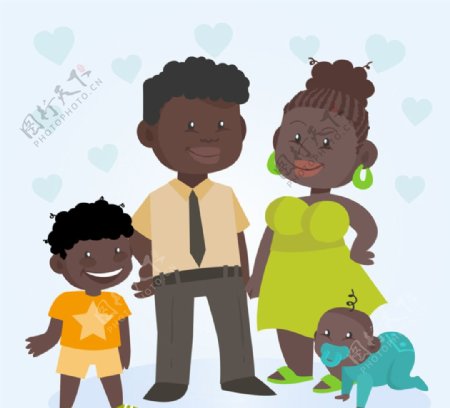 卡通黑人家庭