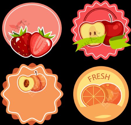 红色调水果标签图标免抠png透明图层素材
