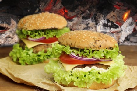 生菜洋葱汉堡包图片