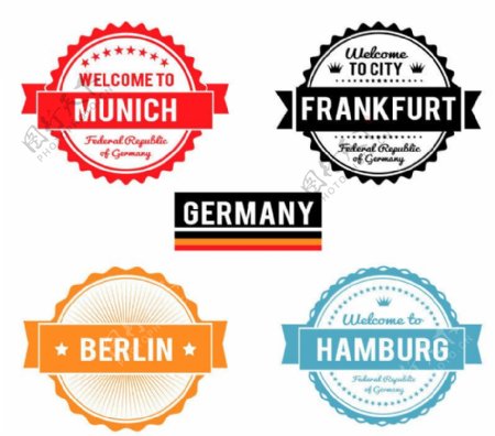 德国城市标签矢量素材