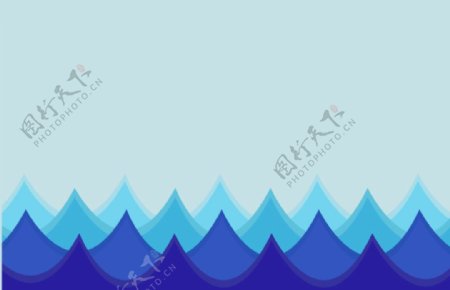 卡通蓝色海浪背景矢量素材
