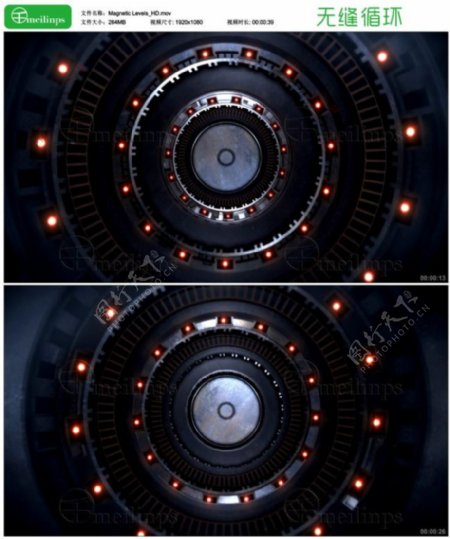 旋转的环形金属隧道循环视频素材HD