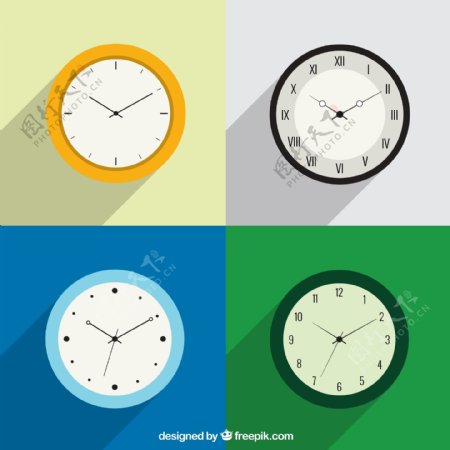 彩色时钟设计矢量图图片