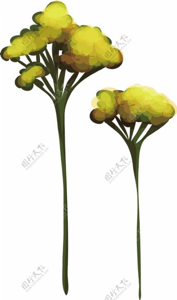 黄色油菜花卡通植物矢量素材