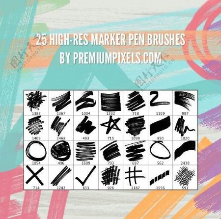 25种水彩涂鸦划线笔刷