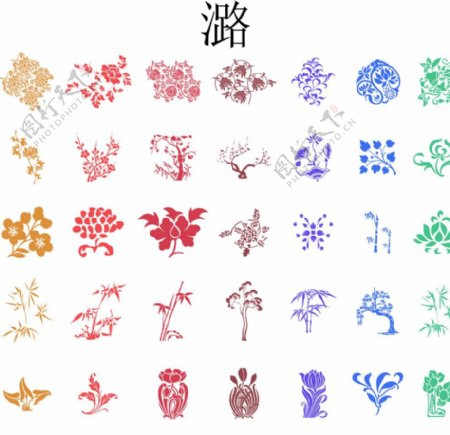 中国花边传统花纹图案矢量图片