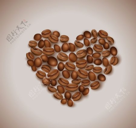 咖啡豆组合爱心矢量图